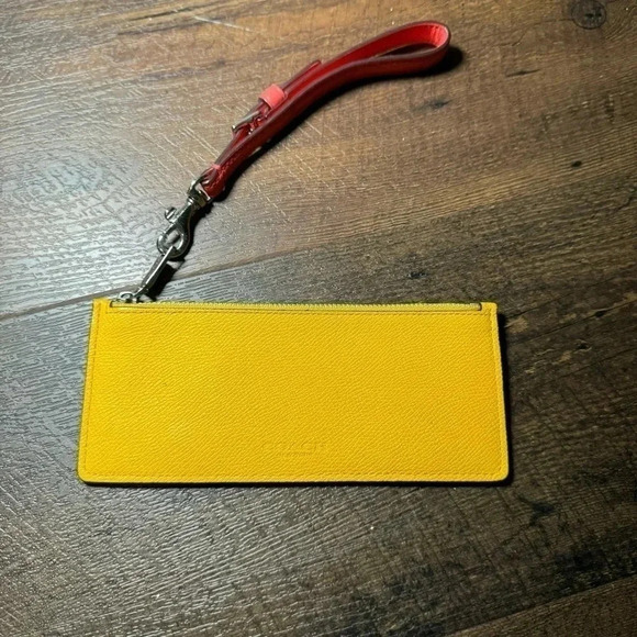 Coach  yellow and neon pink wristlet pouch/card case/travel - Picture 3 of 8
